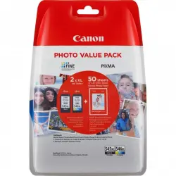 Cartuchos de Tinta Original Canon PG-545XL/CL-546XL Multipack Negro/Cian/Magenta/Amarillo + Pack Papel Fotográfico