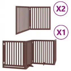 Puerta De Perros Plegable 8 Paneles Madera Álamo Marrón 640 Cm Vidaxl
