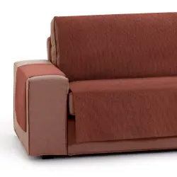 Vipalia Protector Funda Sofa. Cubresofa. Chenilla Lisa. Diseño Elite. Color Teja. 3 Plazas