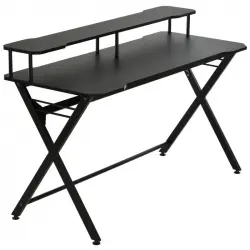 HomCom Mesa Gaming con Soporte para Monitor 140x60x90cm Negra