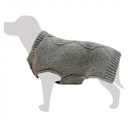 Jersey de punto trenzado gris para perros, Tallas 40 cm