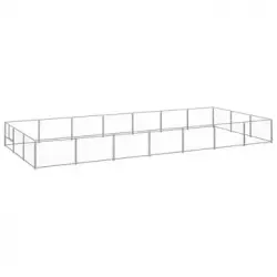 Perrera Exterior | Jaula Para Perro | Parque Para Mascotas Plateada 21 M² Acero Cfw784028