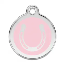 Placa identificativa Acero Inoxidable Esmalte Herradura Rosa para perros