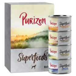 Purizon Superfoods 6 x 140 g comida húmeda para perros - Pack mixto (2xPollo, 2xAtún 1xJabalí, 1xCaza)