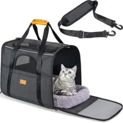 IntiMeg Bolsa transpirable y plegable para perros y gatos - Negro