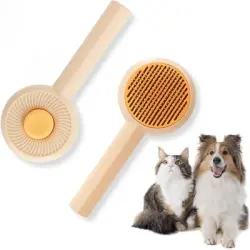 HausPets Cepillo autolimpiante para gatos y perros (amarillento) - Artículo 1