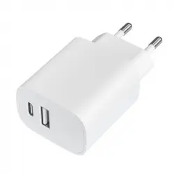Leotec Cargador de Pared Doble USB-C PD/USB 2.0 20W Blanco