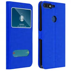 Avizar Funda Libro con Ventana Doble Azul para Honor 7A/Huawei Y6 2019