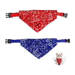 HausPets Juego de 2 pañuelos ajustables para perros, rojo y azul - 1 artículo