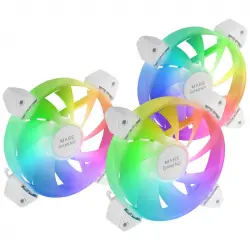 Mars Gaming MF-3A Kit 3x Ventiladores FDB 120mm ARGB Rainbow 360º sin Marco Doble Conector Blanco