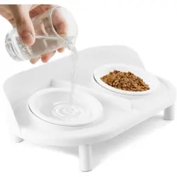 UAMLY Comederos elevados e inclinados para gatos - blanco