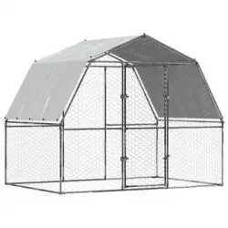 Gallinero Con Techo Y Puerta 2 Uds Acero Galvanizado Plateado Vidaxl