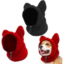 HausPets Gorro tipo bufanda perro 2 piezas, rojo negro, talla S, grueso - Artículo 1