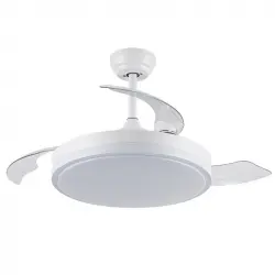 Iluminashop Herben Ventilador de Techo con Luz LED y Mando 68W Blanco Motor DC