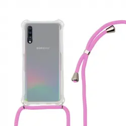 Ksix Funda Cordón Rosa TPU Transparente para Samsung Galaxy A70