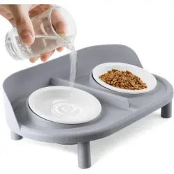 UAMLY Comederos elevados e inclinados para gatos - gris