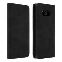 Avizar Funda Tipo Libro Billetera Vintage Negra para Samsung Galaxy S8 Plus