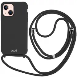 Cool Funda Cordón Liso Negro para iPhone 13