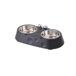 UAMLY Juego de cuencos dobles de acero inoxidable para gatos - negro