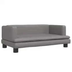 Cama Para Perros De Cuero Sintético Gris 80x45x30 Cm Vidaxl