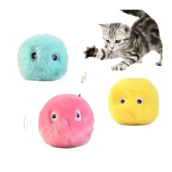 Fpets Pelota de juguete amarilla con sonido para gatos - 5 cm x 5 cm x 5 cm