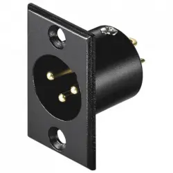 Goobay Conector Chasis Micrófono XLR 3pin Macho Negro