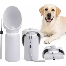 HausPets Botella agua plegable silicona perros, 550 ml, BPA, prueba fugas - Gris