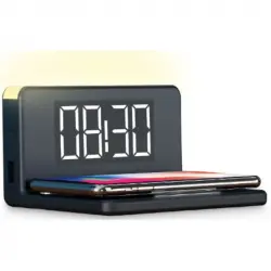 Ksix Reloj Despertador con Base de Carga QI