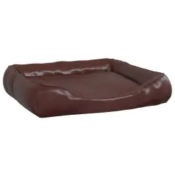 Vidaxl sofá acolchado de cuero marrón para mascotas