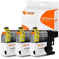 Pccom Essential Brother Lc223/lc221 Cartucho Tinta Compatible Negro Pack 3
