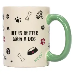 Taza "Life Is Better With A Dog" de cerámica -  8,5 x 10,5 cm (Diám x Al)