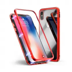 Unotec Funda Magnética con Cristal Templado Roja para iPhone X/XS