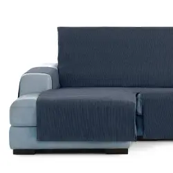 Vipalia Protector Funda Chaise Longue Lisa. Cubresofa Chenilla. Diseño Elite. Color Azul. Chaise Largo Izquierda