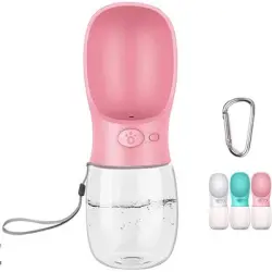 HausPets Botella agua perros 350 ml, antibacteriana, apta uso alimentario - Rosa