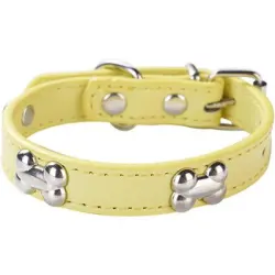 HausPets Collar acolchado de piel sintética para perro, amarillo, pequeño - Artículo 1