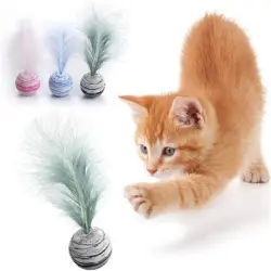 IntiMeg Juego de 3 bolas de plumas para gatos - 3 piezas: 4,1 × 13 cm