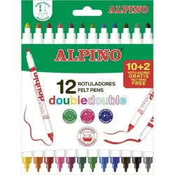 Alpino DoubleDouble AR002013 Pack de 12 Rotuladores de Colores y Punta Doble