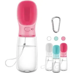 HausPets Botella agua perros 550 ml, antibacteriana, apta uso alimentario - Rosa