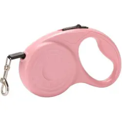 HausPets Correa retráctil de nailon de 5 m perros/gatos, rosa, automática - Artículo 1