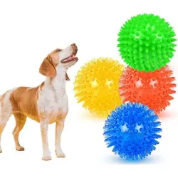 HausPets Juego de 4 pelotas 11 cm – Chirriantes, texturizadas – Flotantes - Juego de 4 pelotas, 11 cm