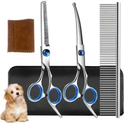 HausPets Kit de tijeras de aseo 5 1 perros gatos, acero inoxidable seguro - Artículo 1