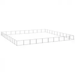 Perrera Exterior | Jaula Para Perro | Parque Para Mascotas Plateada 100 M² Acero Cfw784014