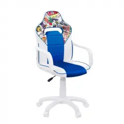Silla Gamer DRW Sticker Blanco-Azul