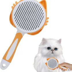 ZooVenture Cepillo autolimpiante - Diseño de 135°, limpieza rápida - Naranja - Cara de gato
