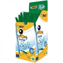 Bic Cristal Soft Caja 50 Bolígrafos Tinta de Aceite Verdes
