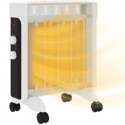 Homcom Radiador Eléctrico Bajo Consumo 2000 W Con Ruedas Panel Calefactor Blanco