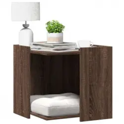 Mueble Arenero Para Gatos Madera Marrón Roble 53x53x51 Cm