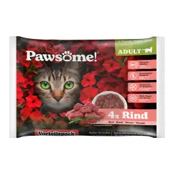 Pawsome Adult Cat 4 x 85 g comida húmeda - Vacuno