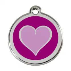 Placa identificativa Acero Inoxidable Esmalte Corazón Morado Morado para perros