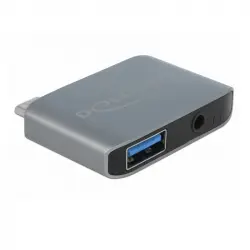 Delock 63965 Adaptador de Audio USB Tipo-C Macho a Jack 3,5 mm Hembra + USB 3.0 A Hembra